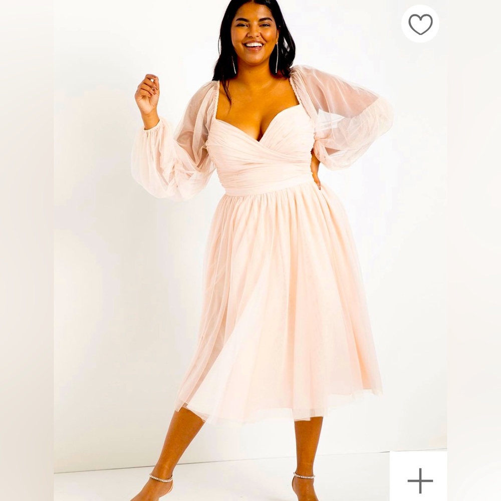 Puff Sleeve Blush Dress Plus Size